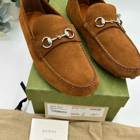 Men's Gucci brown suede horse bit driving loafers size 12 made in Italy - Picture 2 of 10
